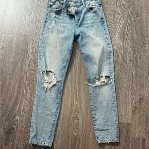 Agolde Light Blue Distressed Skinny Jeans
